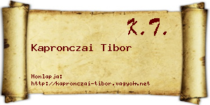 Kapronczai Tibor névjegykártya